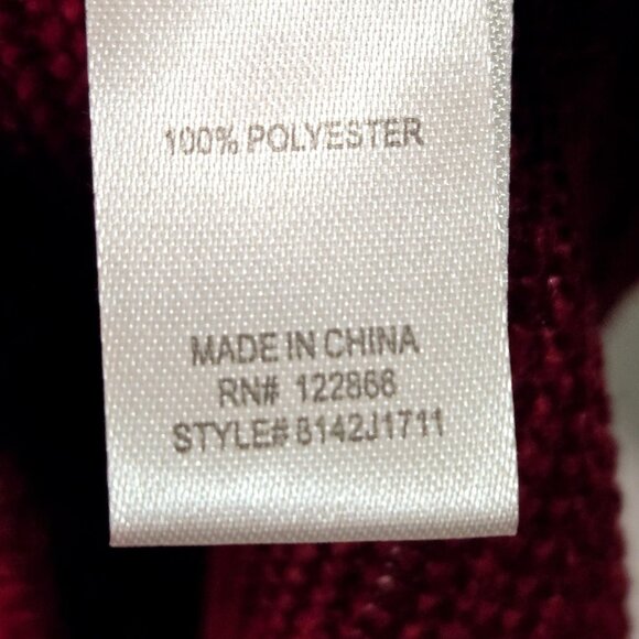 NWT Chenault Women's XL Burgundy Maroon Ox Blood Ribbed Velvet Long Sleeve Dress - Picture 5 of 6